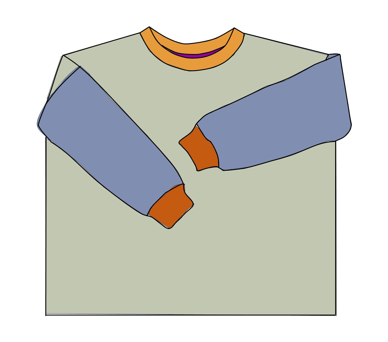 mehrfarbiger Sweat Pullover Erwachsene kiesel/blau/blau