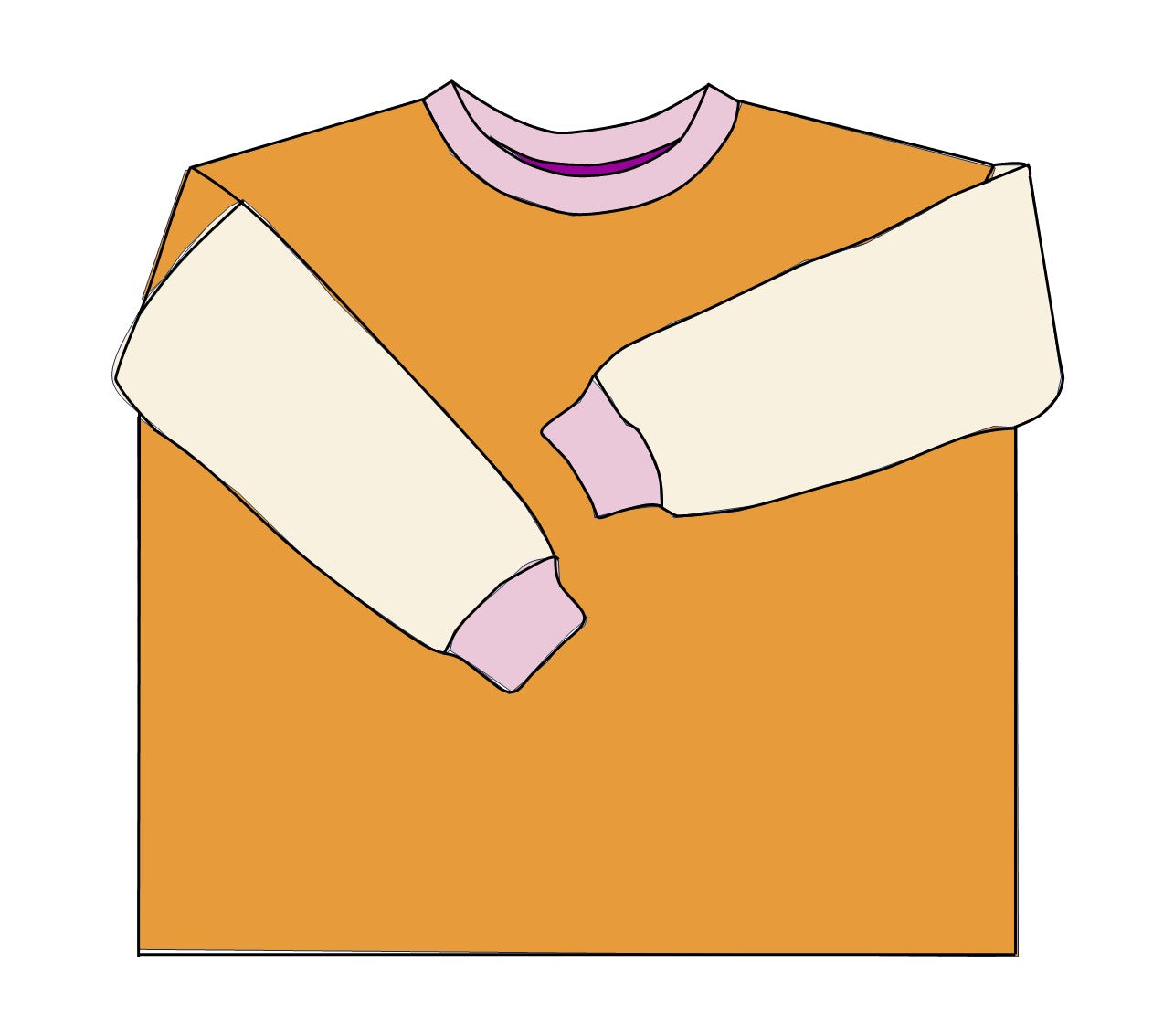 mehrfarbiger Sweat Pullover Erwachsene goldgelb/creme/creme