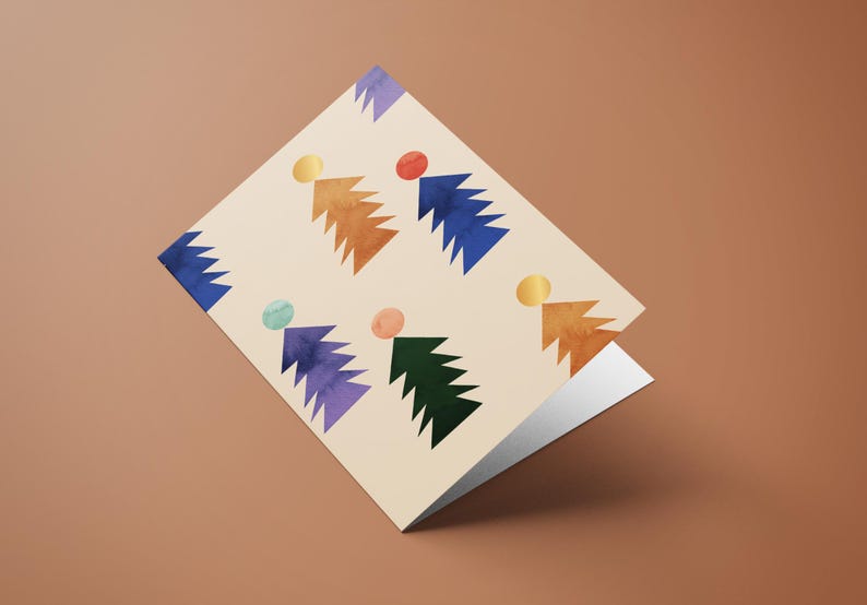 Postkarte Weihnachtsbaum gold