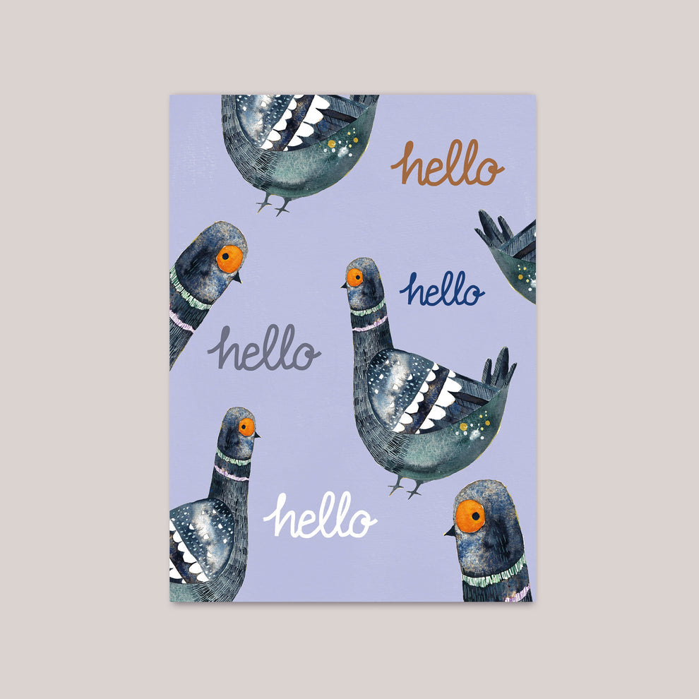 Postkarte Hello Taube