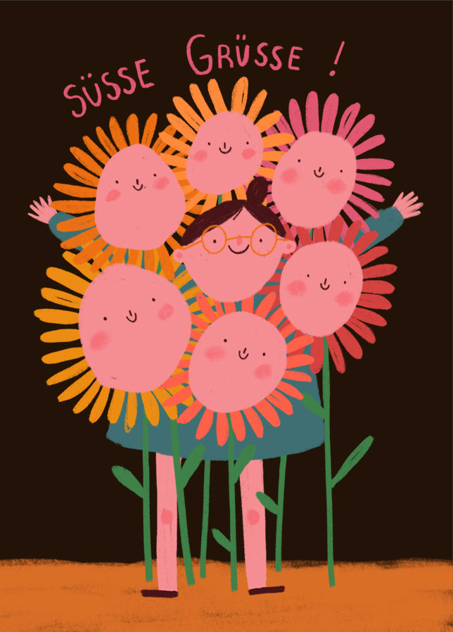 Postkarte süße Grüße
