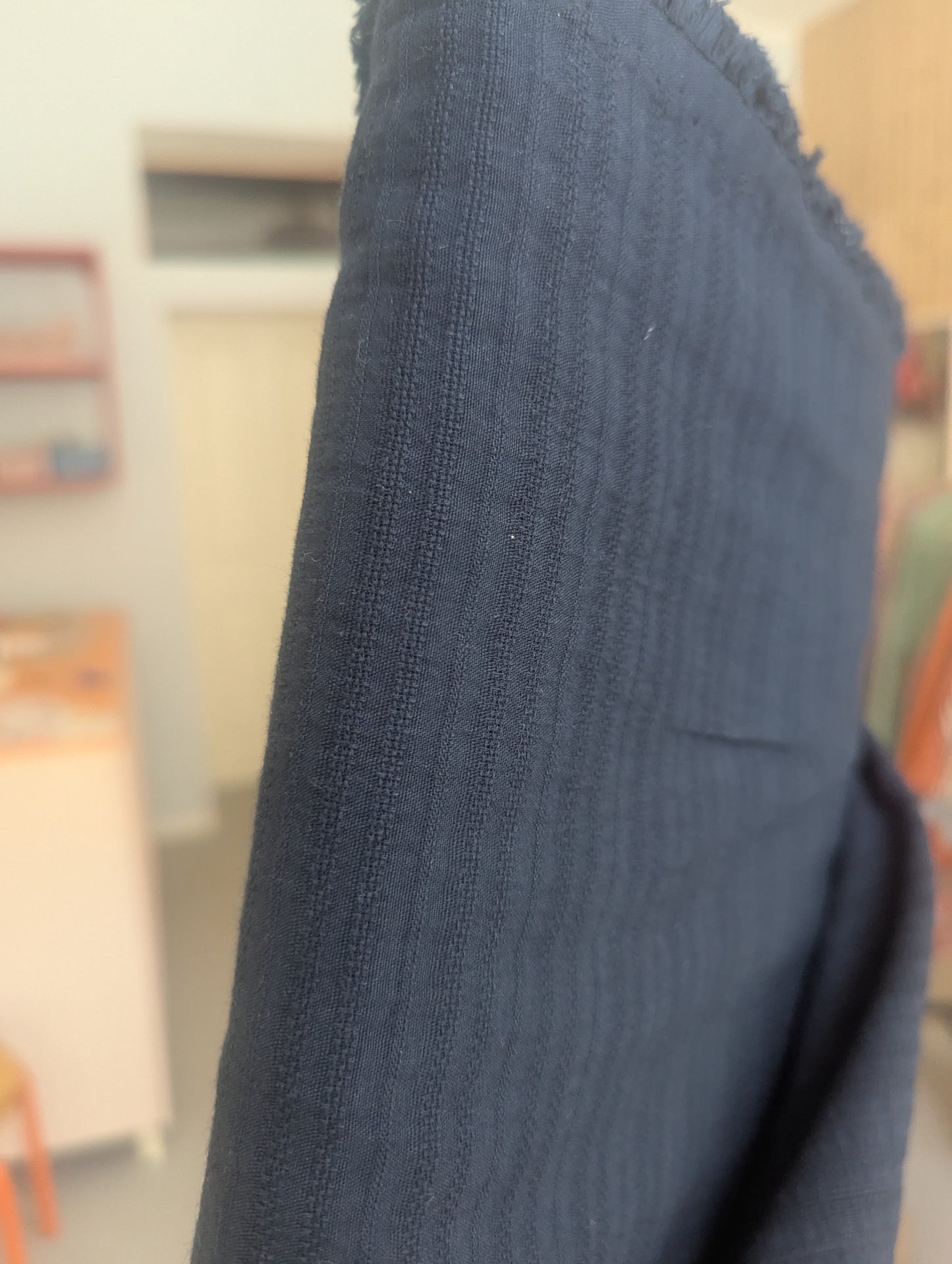 Meterware strukturierter Baumwollstoff dunkelblau