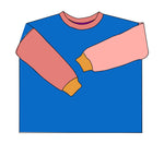 Lade das Bild in den Galerie-Viewer, mehrfarbiger Frottee Pullover Erwachsene knallblau
