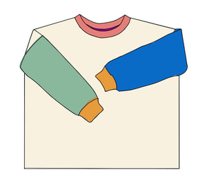 mehrfarbiger Frottee Pullover Erwachsene creme