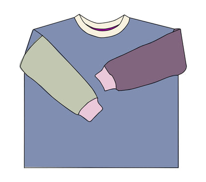 mehrfarbiger Sweat Pullover Erwachsene blau/lila/kiesel
