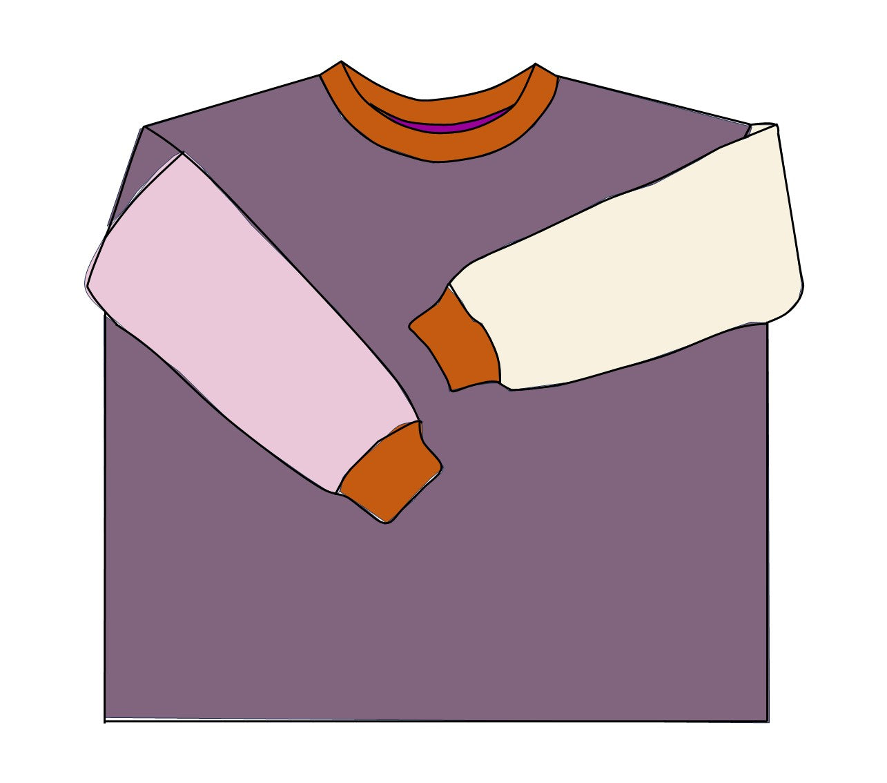 mehrfarbiger Sweat Pullover Kinder lila/creme/rosa