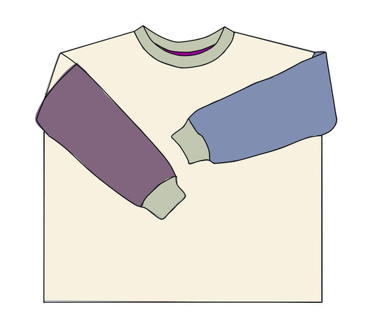 mehrfarbiger Sweat Pullover Erwachsene creme/blau/lila