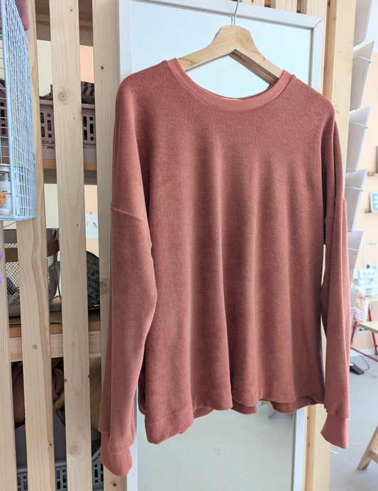 Frottee- Oversize-Pullover blassrot Erwachsene VERSANDFERTIG