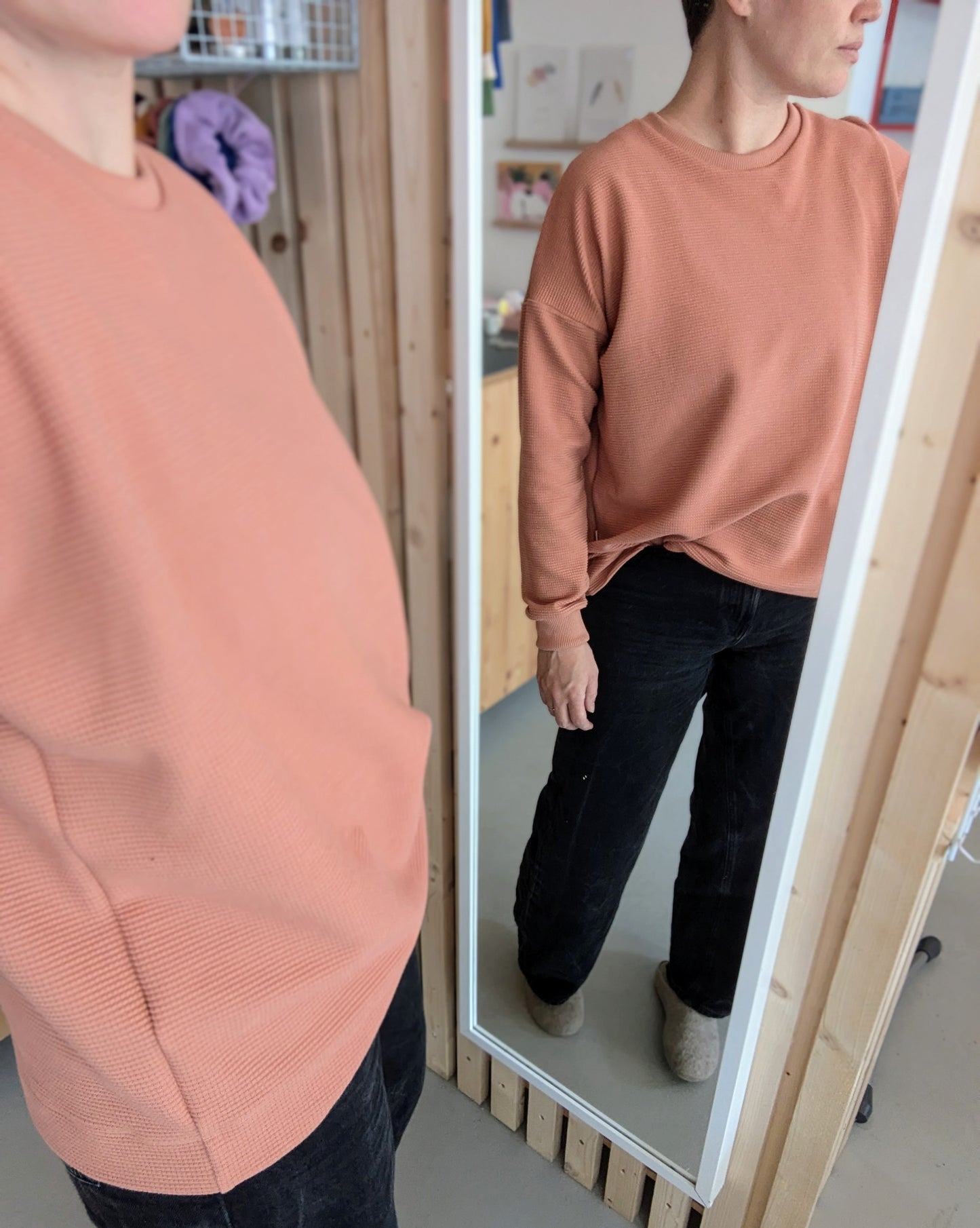 leichter Oversize Pullover aus Honeycomb Jersey