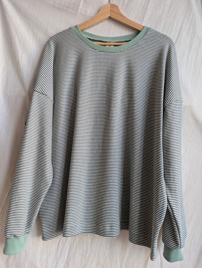 leichter Oversize Streifen Pullover dunkelgrau/natur (Erwachsene)