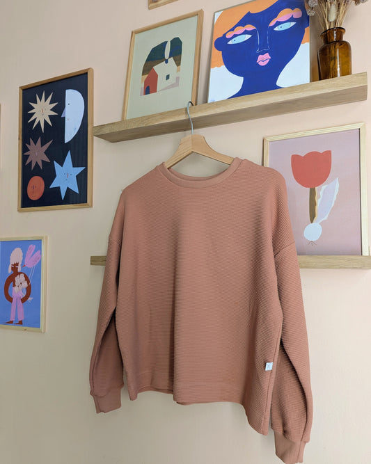 leichter Oversize-Pullover aus Honeycomb (Größe S) Erwachsene VERSANDFERTIG