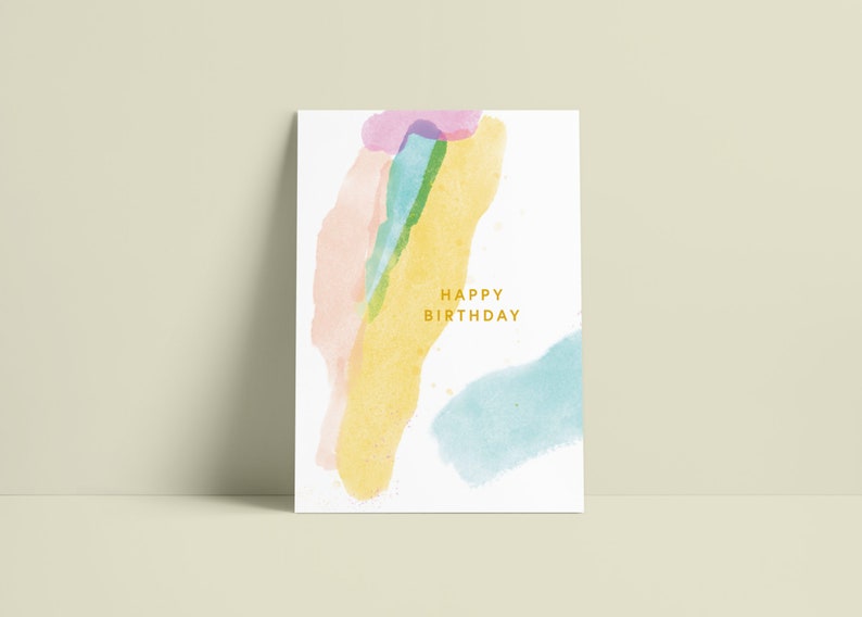 Postkarte Happy Birthday gold