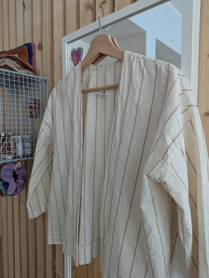 offene Baumwolljacke creme gestreift Größe S VERSANDFERTIG