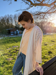 offene Baumwolljacke creme gestreift